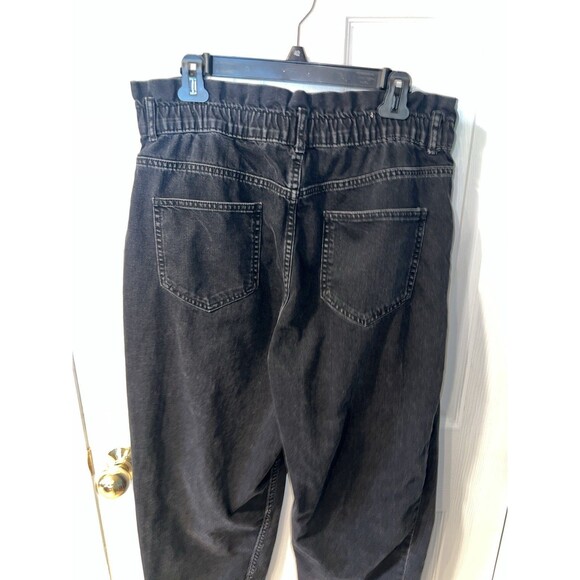 ZARA Jeans Womens XL Black Washed Paper Bag High-Waisted Mom Tapered Leg Retro - Picture 5 of 9